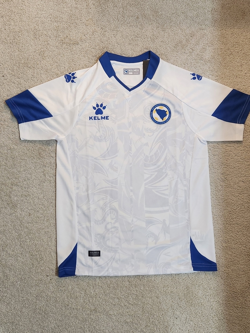 Bosnia Kelme White & Blue Soccer Jersey XL